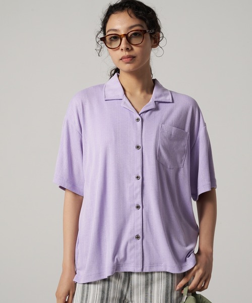 Eddie Bauer(エディーバウアー)の「ジャージー 開襟シャツ(シャツ/ブラウス・レディース・アイボリー/ブラック/パープル・S/M/L/XL)」の3枚目の写真