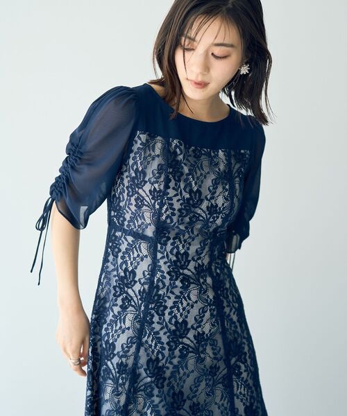 YECCA VECCA(イェッカヴェッカ)の「レース切替フレアドレス(ドレス・レディース・グレー/カーキ/ネイビー・FREE)」の9枚目の写真