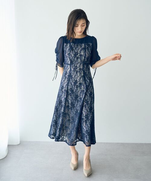 YECCA VECCA(イェッカヴェッカ)の「レース切替フレアドレス(ドレス・レディース・グレー/カーキ/ネイビー・FREE)」の7枚目の写真