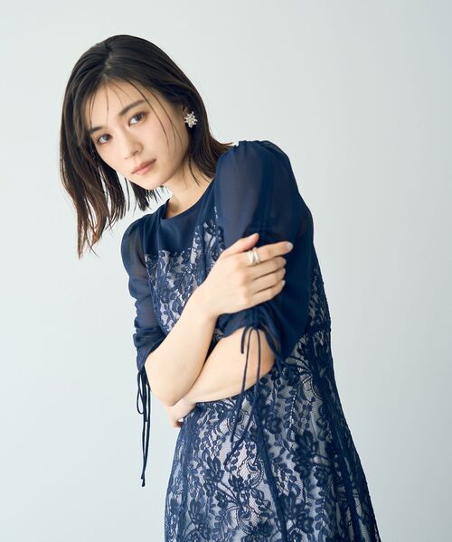 YECCA VECCA(イェッカヴェッカ)の「レース切替フレアドレス(ドレス・レディース・グレー/カーキ/ネイビー・FREE)」の8枚目の写真