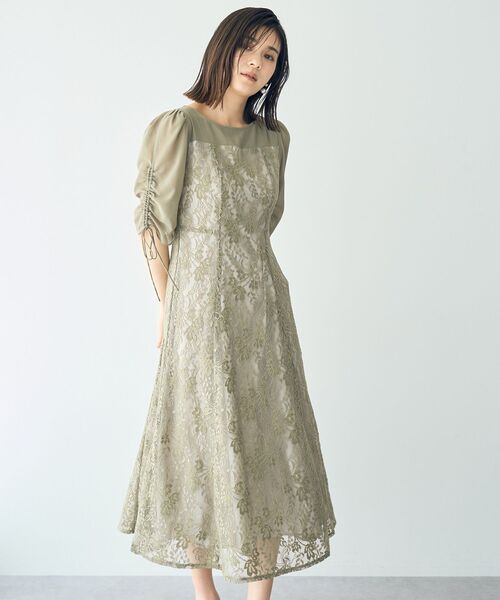 YECCA VECCA(イェッカヴェッカ)の「レース切替フレアドレス(ドレス・レディース・グレー/カーキ/ネイビー・FREE)」の12枚目の写真