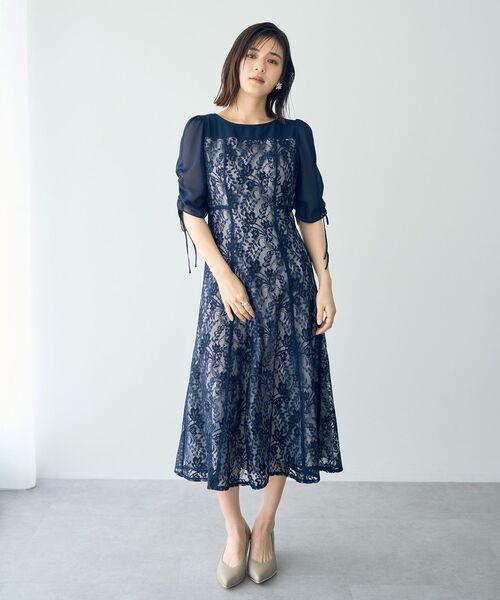 YECCA VECCA(イェッカヴェッカ)の「レース切替フレアドレス(ドレス・レディース・グレー/カーキ/ネイビー・FREE)」の4枚目の写真