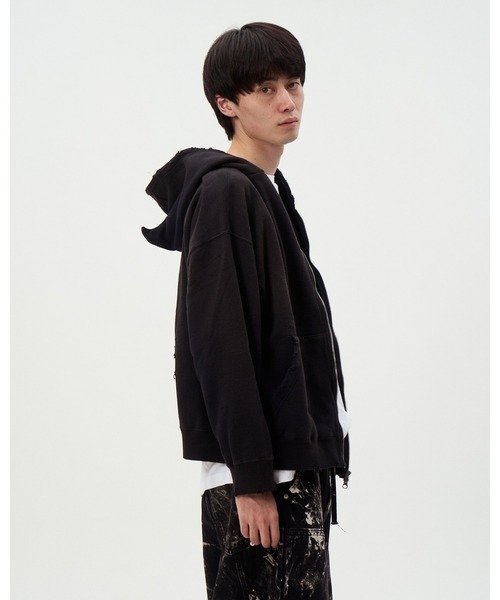 DISCOVERED(ディスカバード)の「DISCOVERED DEVIL EAR DAMAGE HOODIE(パーカー・メンズ・ナチュラル/ブラック・1/3)」の7枚目の写真