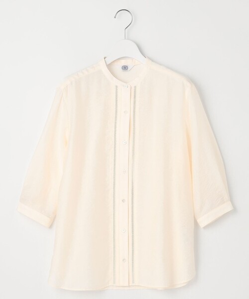 J.PRESS(ジェイプレス)の「【WEB限定カラーあり・洗える】Sheer Vis リネン バンドカラー ブラウス(シャツ/ブラウス・レディース・サックスブルー系/カーキ系/アイボリー系/ネイビー系・T13/T15)」の13枚目の写真