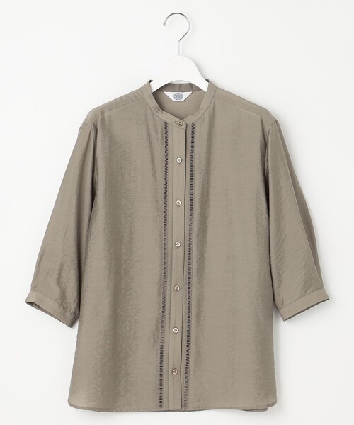 J.PRESS(ジェイプレス)の「【WEB限定カラーあり・洗える】Sheer Vis リネン バンドカラー ブラウス(シャツ/ブラウス・レディース・サックスブルー系/カーキ系/アイボリー系/ネイビー系・T13/T15)」の14枚目の写真