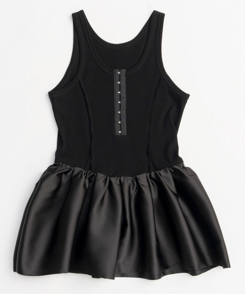 Satin Combination Peplum Tank Top/サテンコンビペプラムタンク