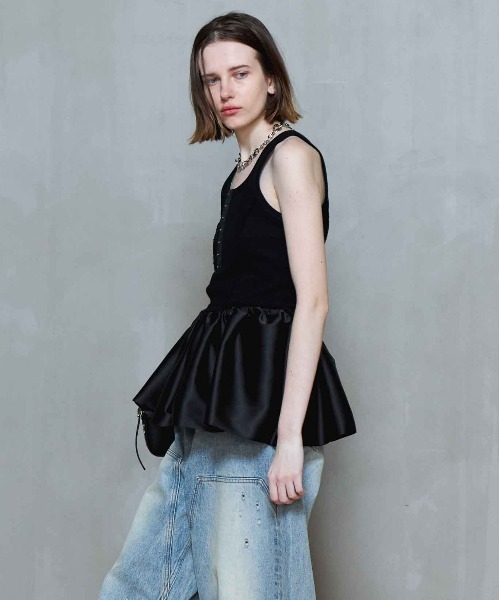 Satin Combination Peplum Tank Top/サテンコンビペプラムタンク
