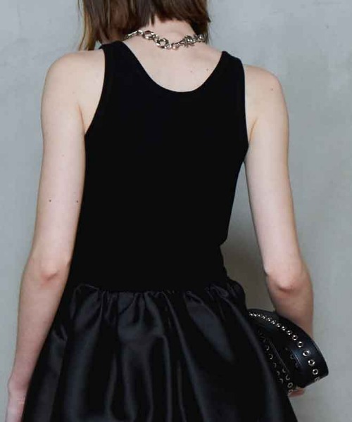 Satin Combination Peplum Tank Top/サテンコンビペプラムタンク