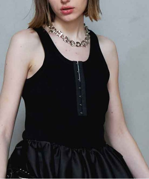Satin Combination Peplum Tank Top/サテンコンビペプラムタンク