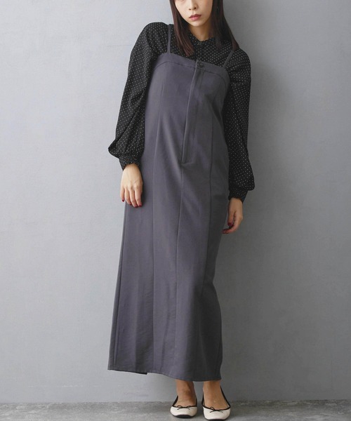 NICOLE white（ニコルホワイト）の「キャミワンピース（ワンピース・レディース・ブラック/チャコール・FREE）」の2枚目の写真