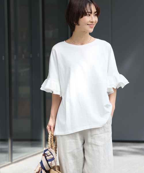 JOURNALSTANDARDrelume コットンダブルフリルTEE WEB限定追加》天竺フリルTEE（Tシャツ/カットソー）｜JOURNAL