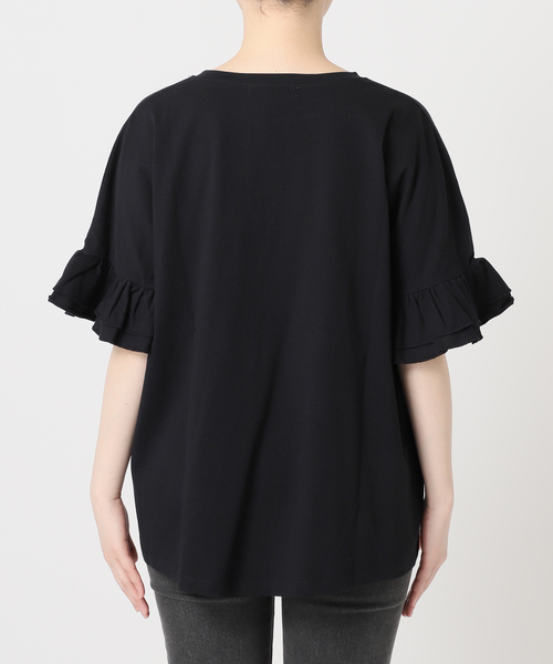 JOURNAL STANDARD relume(ジャーナルスタンダード レリューム)の「コットンダブルフリルTEE(Tシャツ/カットソー・レディース・ホワイト/ブラック・FREE)」の9枚目の写真