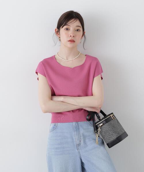 PROPORTION BODY DRESSING(プロポーションボディドレッシング)の「ハートカットフレンチ総針ニット / 1215170500(ニット/セーター・レディース・グレー/ピンク/ライトグリーン/ホワイト系その他・FREE)」の1枚目の写真