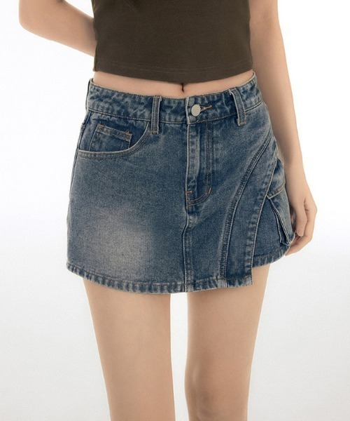 gossip!ロサンゼルス(ゴシップロサンゼルス)の「ミニスカートデザイン サイドカットデニムショートパンツ(デニムパンツ・レディース・ブルー/ライトブルー・S/M/L)」の21枚目の写真