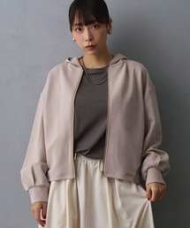 NICOLE white | 異素材使い配色ZIPパーカー(パーカー)