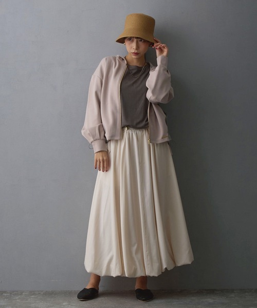 NICOLE white（ニコルホワイト）の「異素材使い配色ZIPパーカー（パーカー・レディース・チャコール/ブラック/グレー・FREE）」の11枚目の写真