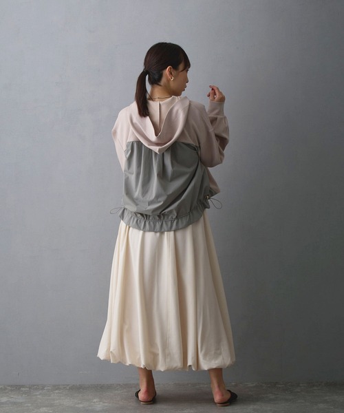 NICOLE white（ニコルホワイト）の「異素材使い配色ZIPパーカー（パーカー・レディース・チャコール/ブラック/グレー・FREE）」の12枚目の写真