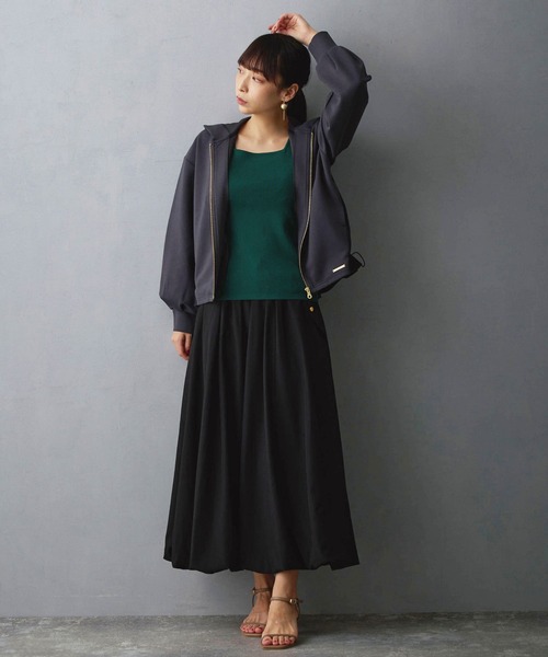 NICOLE white（ニコルホワイト）の「異素材使い配色ZIPパーカー（パーカー・レディース・チャコール/ブラック/グレー・FREE）」の13枚目の写真