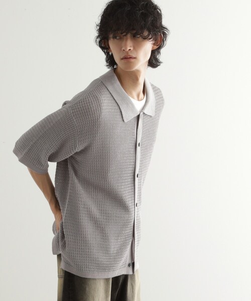 tk.TAKEO KIKUCHI(ティーケータケオキクチ)の「リネンライクニットポロシャツ(ニット/セーター・メンズ・ブルー/ブラック/ライトグレー・04/03/02)」の4枚目の写真