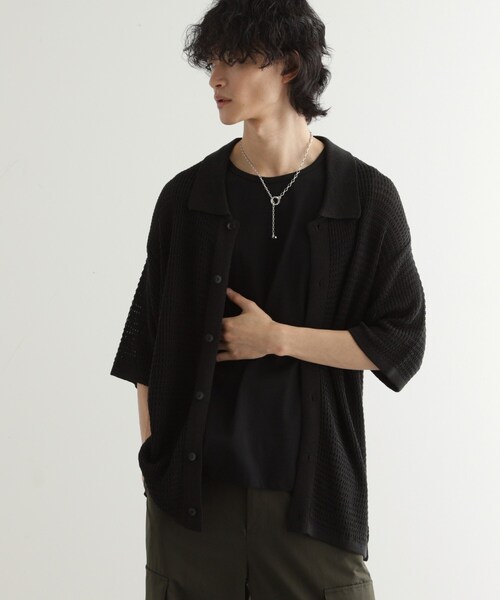 tk.TAKEO KIKUCHI(ティーケータケオキクチ)の「リネンライクニットポロシャツ(ニット/セーター・メンズ・ブルー/ブラック/ライトグレー・04/03/02)」の8枚目の写真