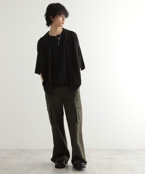 tk.TAKEO KIKUCHI(ティーケータケオキクチ)の「リネンライクニットポロシャツ(ニット/セーター・メンズ・ブルー/ブラック/ライトグレー・04/03/02)」の9枚目の写真