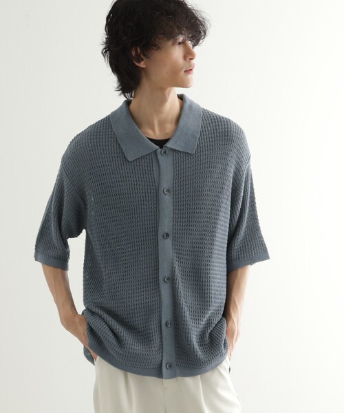 tk.TAKEO KIKUCHI(ティーケータケオキクチ)の「リネンライクニットポロシャツ(ニット/セーター・メンズ・ブルー/ブラック/ライトグレー・04/03/02)」の12枚目の写真
