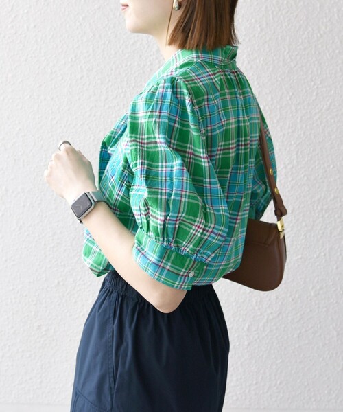 SHIPS for women / シップスウィメン SHIPS any:〈洗濯機可能〉マドラス チェック ボウタイ パフスリーブ ブラウス SHIPS any（シップス エニィ）の「SHIPS any:〈洗濯機可能