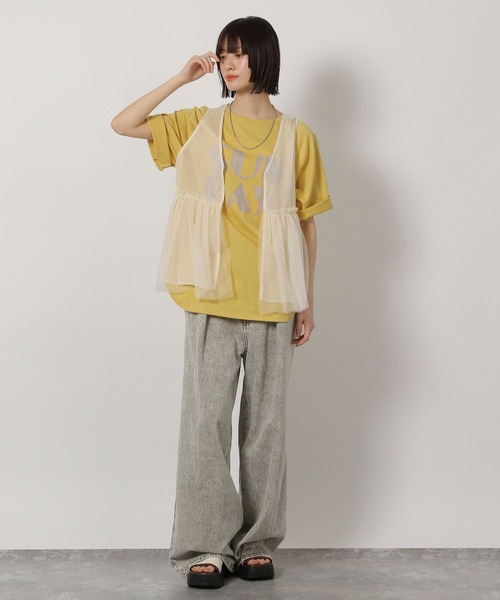 LAKOLE（ラコレ）の「ラウンドロゴプリントT / 450065（Tシャツ/カットソー・レディース・チャコールグレー/オフホワイト/ブルー/イエロー・FREE）」の18枚目の写真