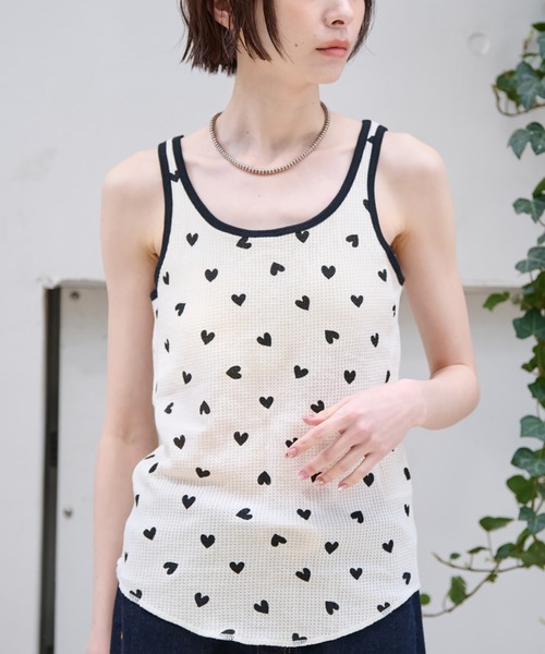 JEMORGAN(ジェーイーモーガン)の「【JEMORGAN/ジェーイーモーガン】カップ付クレリックタンクハート柄/カップ付き/パック入り/ハート/ギフト【WEB限定】(タンクトップ・レディース・ピンク/ブラック/ブルー・フリー)」の1枚目の写真