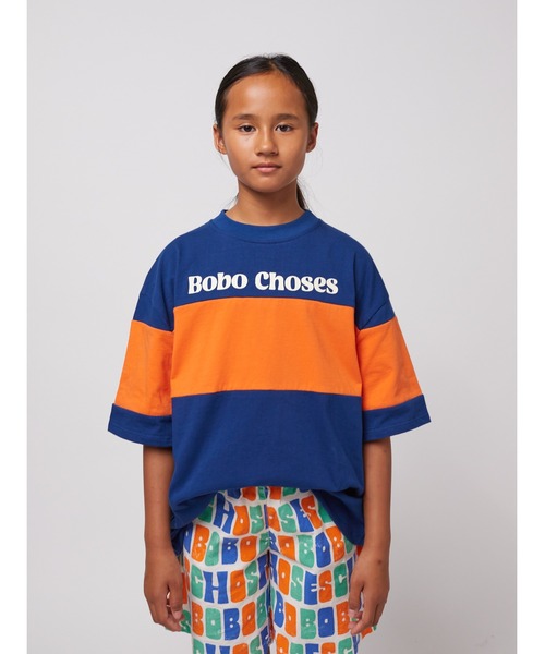 BOBO CHOSES(ボボショーズ)の「Bobo Choses color block T-shirt(Tシャツ/カットソー・キッズ・ネイビー・2-3YEAR/4-5YEAR/6-7YEAR)」の1枚目の写真