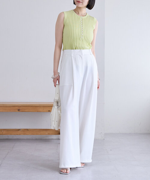 ⭐️MISTY⭐️セットアップ 透かし編みニットセットアップ ホワイト | ファッション通販