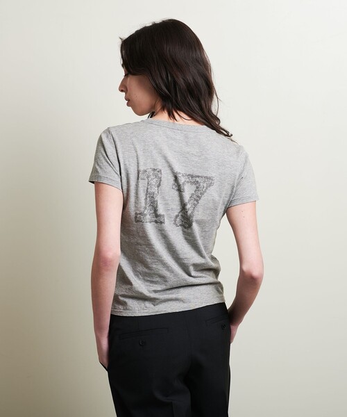 ATTISESSION(アティセッション)の「<ATTISESSION>OBSESSION コットン Tシャツ(Tシャツ/カットソー・レディース・オフホワイト/グレー・FREE)」の2枚目の写真