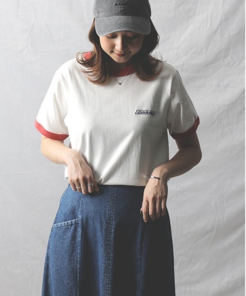 Right-on(ライトオン)の「Dickies(ディッキーズ)【レディース】ワンポイントリンガーTシャツ(Tシャツ/カットソー・レディース・ブラック/オフホワイト・L/M)」の13枚目の写真