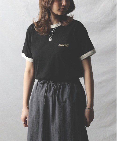 Right-on(ライトオン)の「Dickies(ディッキーズ)【レディース】ワンポイントリンガーTシャツ(Tシャツ/カットソー・レディース・ブラック/オフホワイト・L/M)」の18枚目の写真