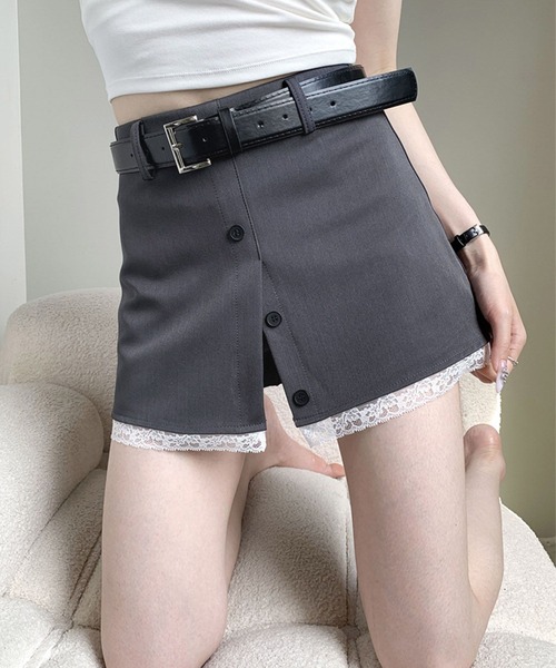 HOOK(フック)の「レースヘムスカートパンツ(スカート・レディース・ブラック/グレー・LARGE/MEDIUM/SMALL)」の2枚目の写真