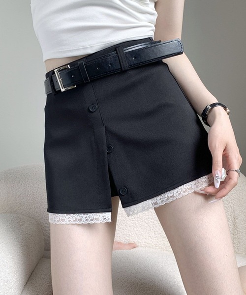 HOOK(フック)の「レースヘムスカートパンツ(スカート・レディース・ブラック/グレー・LARGE/MEDIUM/SMALL)」の3枚目の写真