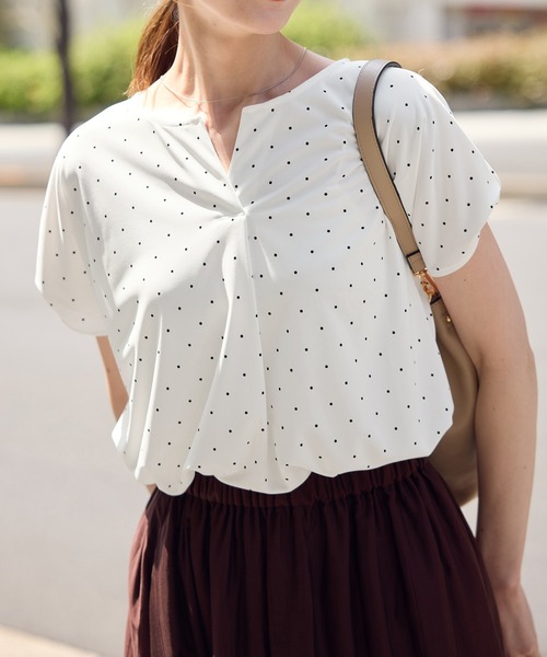 ROPE' PICNIC（ロペピクニック）の「カットジョーゼットスキッパートップス（Tシャツ/カットソー・レディース・ホワイト/オフホワイト/ホワイト系その他/ライトグリーン/ネイビー・38/36）」の9枚目の写真