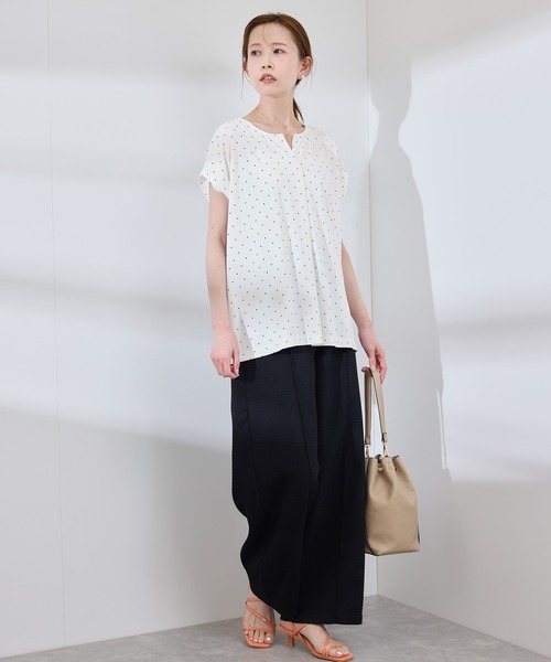 ROPE' PICNIC（ロペピクニック）の「カットジョーゼットスキッパートップス（Tシャツ/カットソー・レディース・ホワイト/オフホワイト/ホワイト系その他/ライトグリーン/ネイビー・38/36）」の10枚目の写真