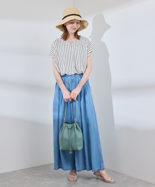 ROPE' PICNIC（ロペピクニック）の「カットジョーゼットスキッパートップス（Tシャツ/カットソー・レディース・ホワイト/オフホワイト/ホワイト系その他/ライトグリーン/ネイビー・38/36）」の16枚目の写真