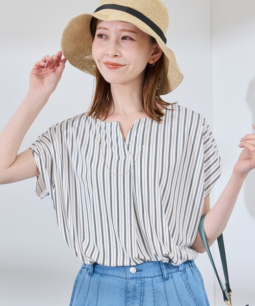 セール】カットジョーゼットスキッパートップス（Tシャツ