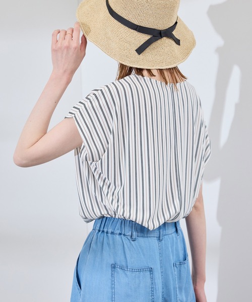 ROPE' PICNIC（ロペピクニック）の「カットジョーゼットスキッパートップス（Tシャツ/カットソー・レディース・ホワイト/オフホワイト/ホワイト系その他/ライトグリーン/ネイビー・38/36）」の19枚目の写真