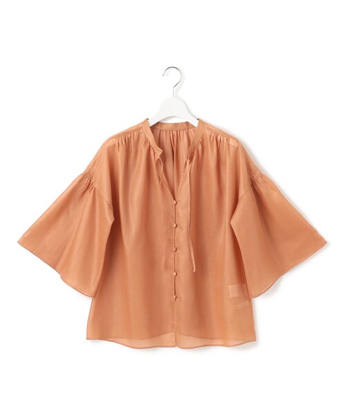 美品 23区 ニジュウサンク シフォン ギャザー ラメシアーペプラムブラウス 23区 - 美品 23区 ニジュウサンク シフォン ギャザー シアー