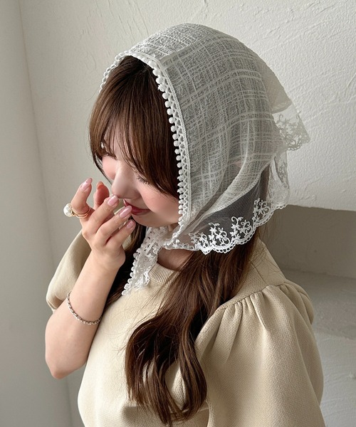 新品未使用 angelic pretty レースバブーシュカ apres jour clair】マルチレースバブーシュカ（その他ヘアアクセサリー