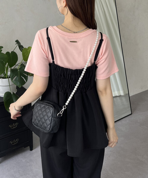 prose verse（プロズヴェール）の「バックメタルリブTシャツ（Tシャツ/カットソー・レディース・オフホワイト/ブラック/ピンク・MEDIUM/LARGE）」の9枚目の写真