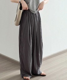ラフ加工ウエストゴムドレープワイドパンツ