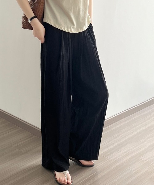 Forcement(フォースメント)の「ラフ加工ウエストゴムドレープワイドパンツ(その他パンツ・レディース・チャコールグレー/ブラック/アイボリー/ダークグレー・FREE)」の3枚目の写真