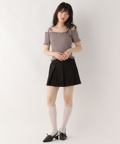 Heather（ヘザー）の「ワイドプリーツミニスカート3　459727（スカート・レディース・ライトベージュ/ブラック/チャコールグレー/グレー/ブラウン・S/M）」の17枚目の写真