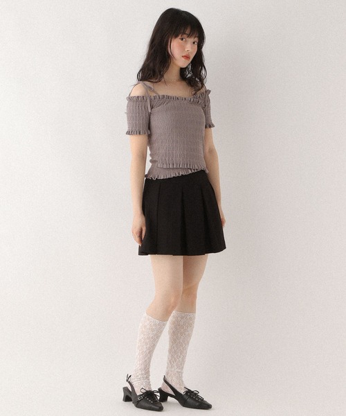 ワイドプリーツミニスカート3 459727（スカート）｜Heather