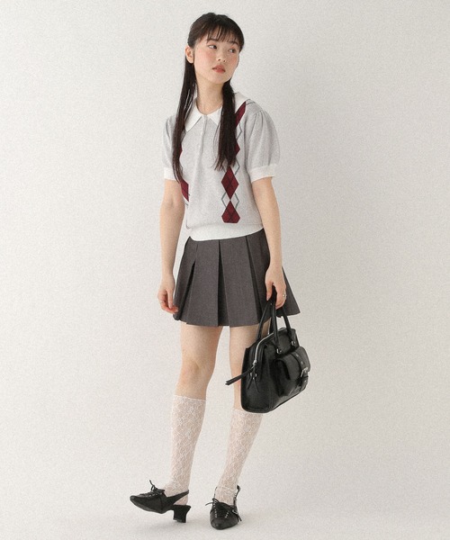 Heather（ヘザー）の「ワイドプリーツミニスカート3　459727（スカート・レディース・ライトベージュ/ブラック/チャコールグレー/グレー/ブラウン・S/M）」の9枚目の写真