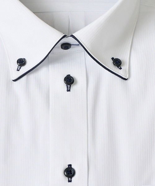 TETE HOMME（テットオム）の「形態安定 アソート T/Cデザインボタンダウンドレスシャツ（ビジネスシャツ・メンズ・ホワイト系1/サックスブルー/ブルー・MEDIUM/X-LARGE/LARGE）」の4枚目の写真